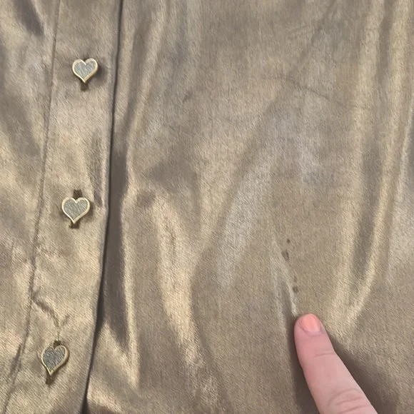 BURU Gold Lamé Long Sleeve Button Up Bow Midi Dress Size XS - Picture 13 of 14